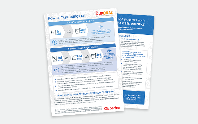 DUKORAL patient info ear off pad